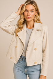 Dames Stijlvolle Korte Jas met Knopen | Basira