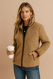 Dames Trendy Elegante Veelzijdige Warme Teddy Fleece Jas met Rits | Baudine