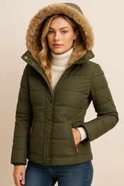 Dames winterjas met warme bontvoering - Getailleerd model met capuchon | Bay