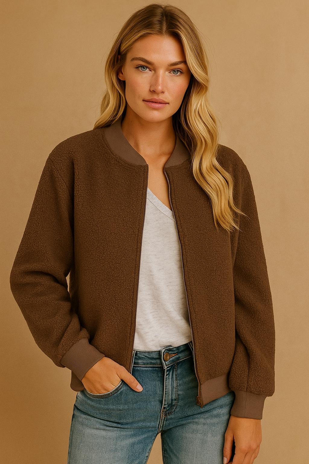 Dames Warme Zachte Teddy Bomber Jas | Baylin