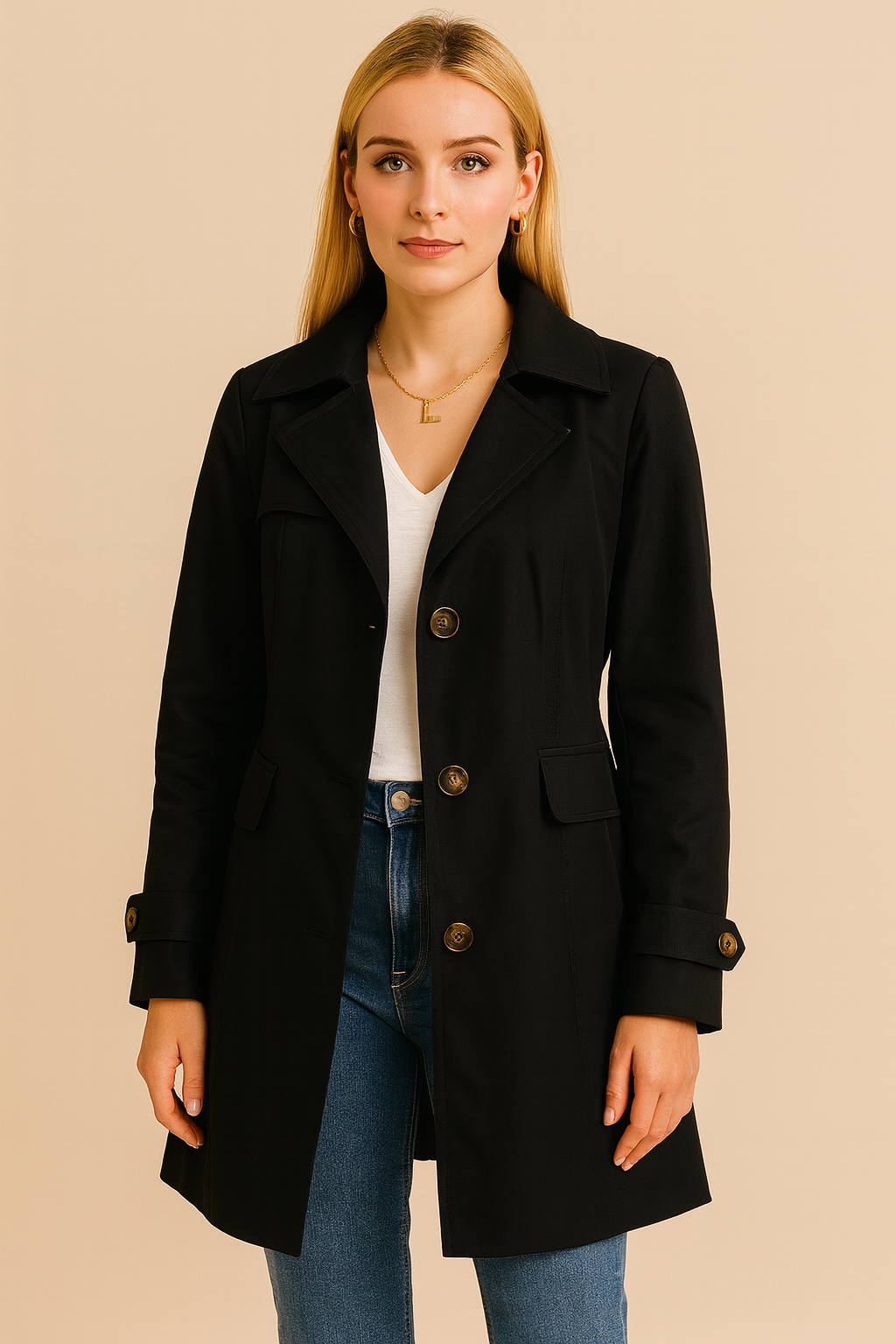Dames Halflange Trenchcoat met Knopen | Beau
