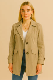 Dames Halflange Trenchcoat met Knopen | Beau