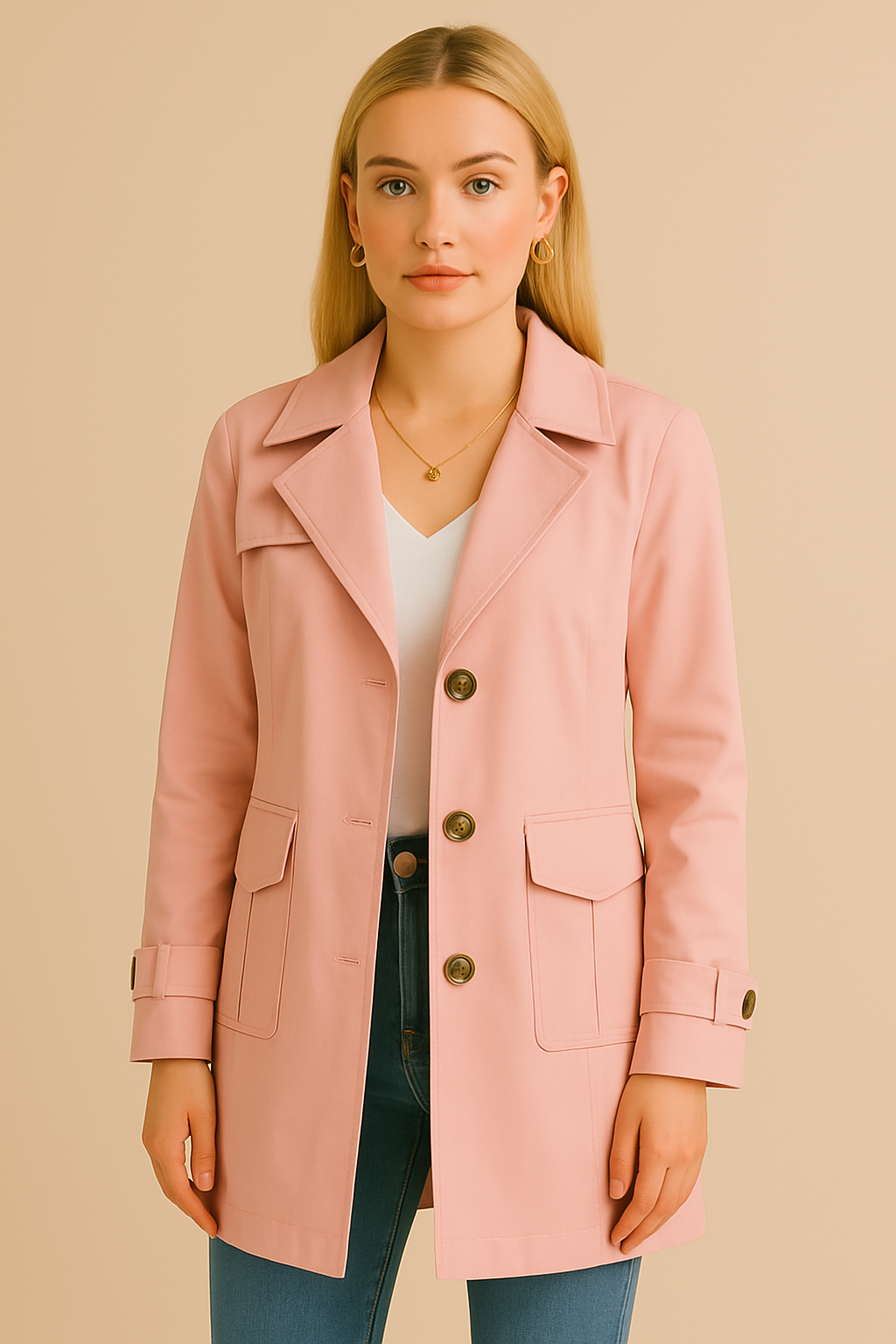 Dames Halflange Trenchcoat met Knopen | Beau