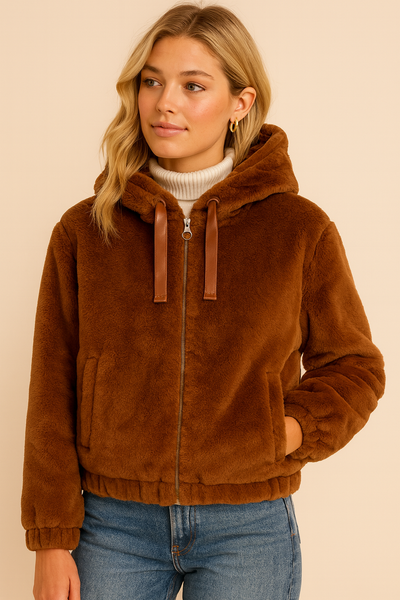 Dames Teddy Jas met Capuchon en Zachte Fleece Voering | Beertje