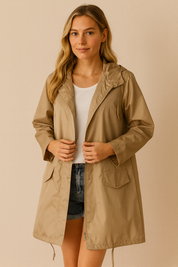 Dames Veelzijdige Basic Winddichte Regenjas met Trekkoord | Belarouze