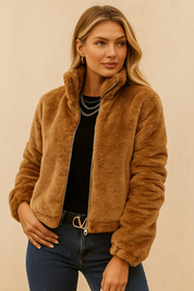 Dames Zachte Tijdloze Teddy Jas met Rits | Beliana