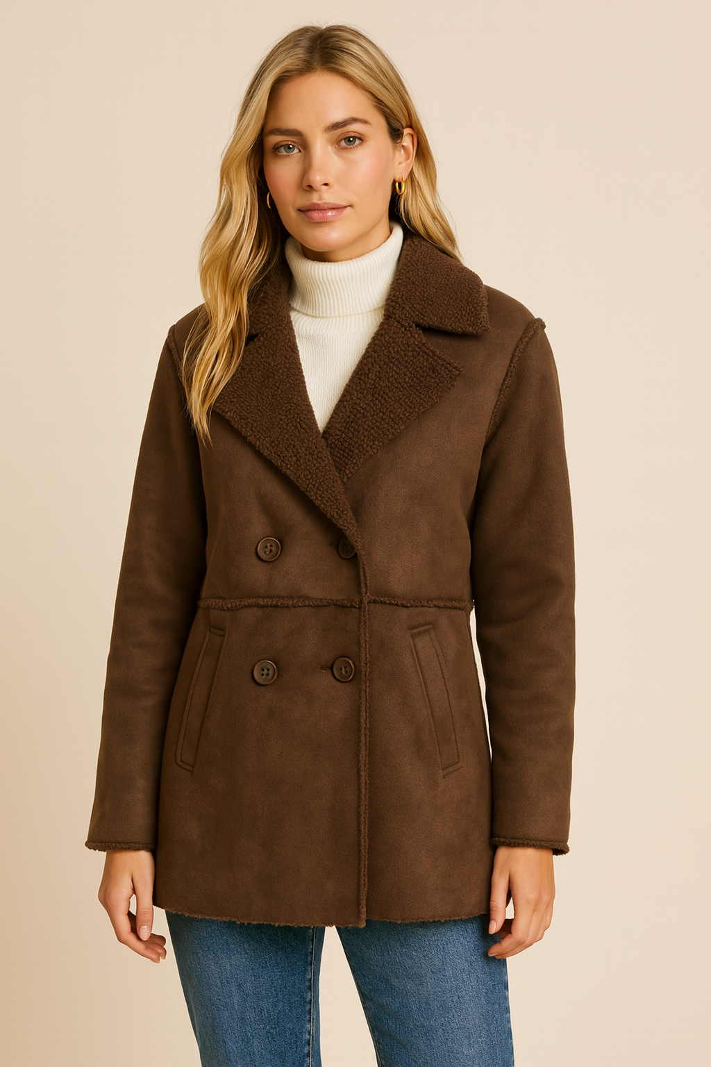 Dames Overgangsjas met Teddy Voering en Brede Reverskraag | Belinda