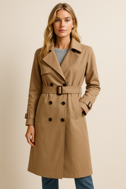 Dames Stijlvolle Trendy Mid-Lengte Trenchcoat | Belladine