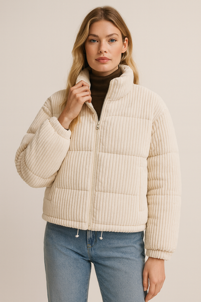 Dames Corduroy Puffer Jas | Belouise