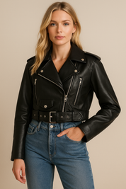 Dames Stoere Trendy Korte Bikerjas | Belva