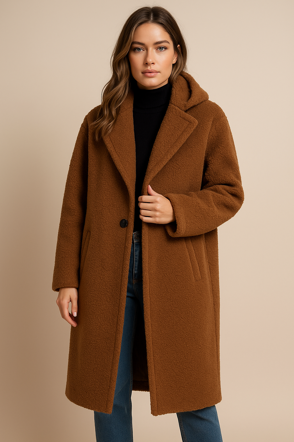 Dames Stijlvolle Lange Teddy Jas | Benja