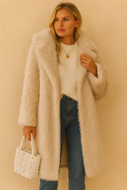 Dames Trendy Stijlvolle Lange Faux Fur Jas | Benoah