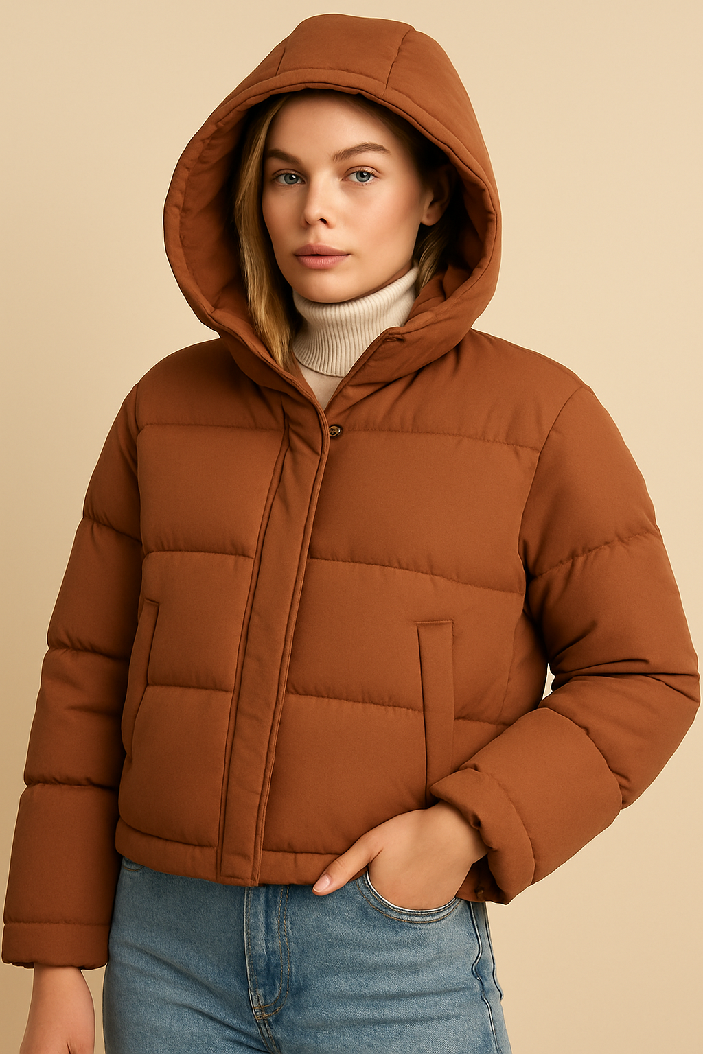 Vrouwen Korte Gewatteerde Puffer Jas met Capuchon | Beryl