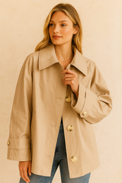 Dames Luxe Trendy Korte Trenchcoat | Betoline