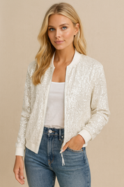Dames Elegante Pailletten Bomberjack met Rits | Betsy