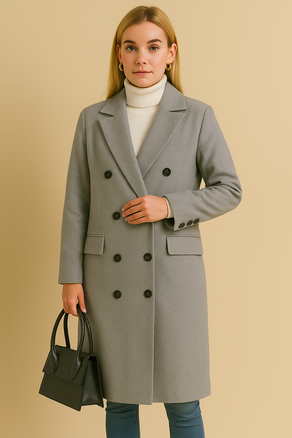 Dames Lange Mantel met Knopen | Bianca