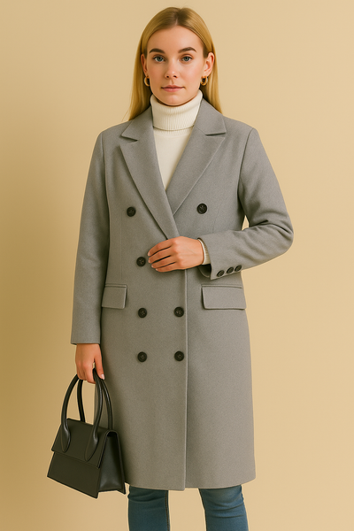 Dames Lange Mantel met Knopen | Bianca