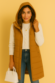 Dames Lange Bodywarmer met Capuchon | Branielle