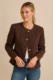 Dames Elegante Warme en Tijdloze Korte Wol Look Blazer | Bisou