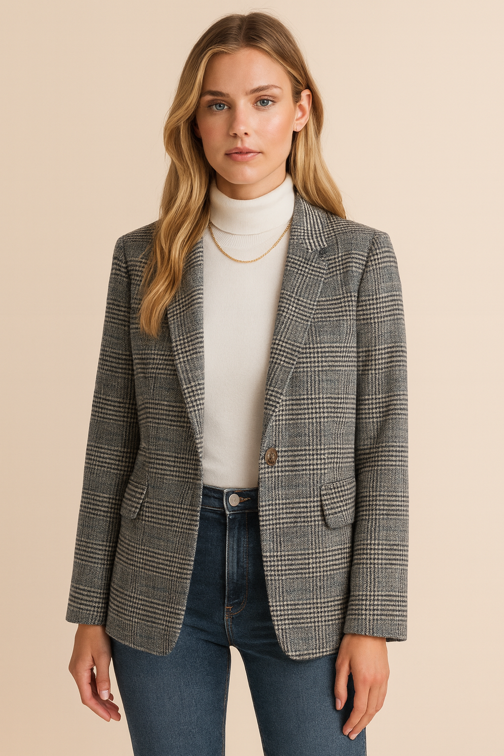 Dames Vintage Look Geruite Elegante Stijlvolle Blazer | Blaine
