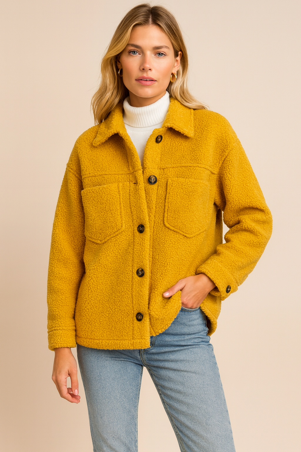 Dames Warme en Stijlvolle Teddy Jas met Knopen | Blake