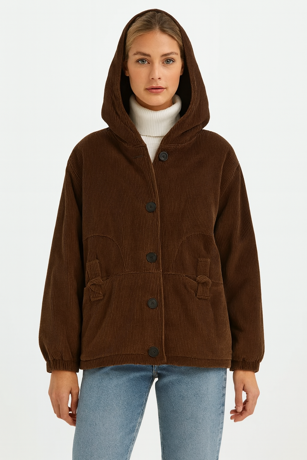 Dames Corduroy Jas met Capuchon | Blythe