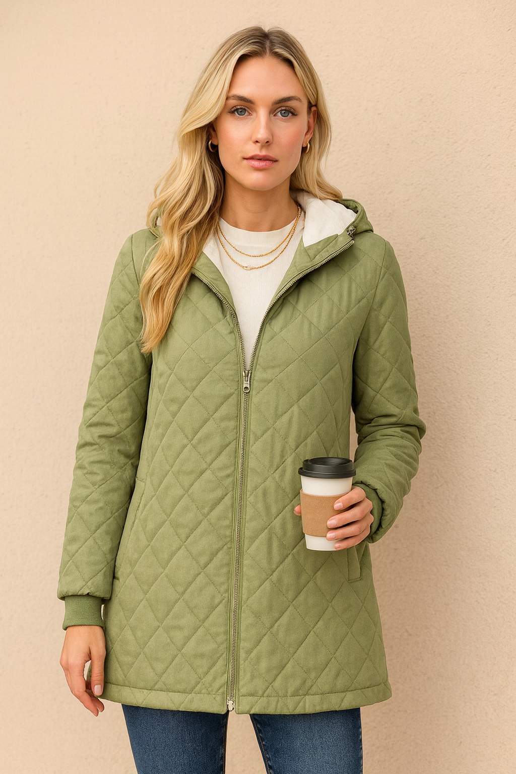 Dames Warme Lichtgewicht Comfortabele Gewatteerde Jas met Capuchon | Bodila