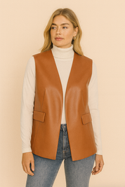 Dames Gilet van Imitatieleer | Bodil