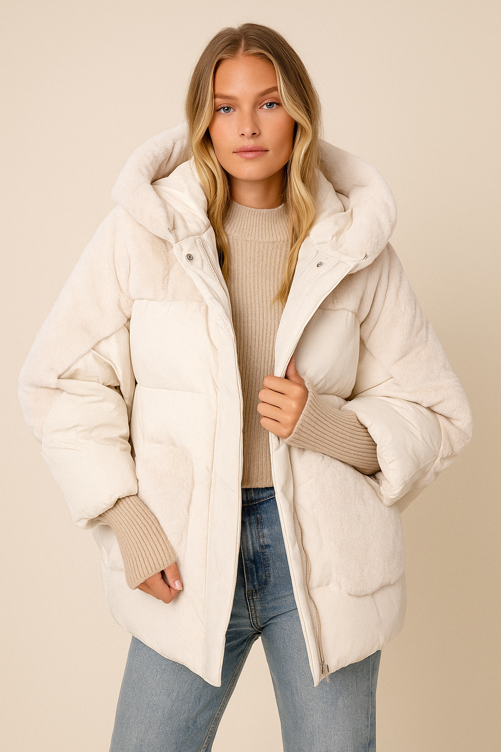 Dames Luxueuze Elegante Trendy Winterjas met Faux Fur Details en Capuchon | Bonadine