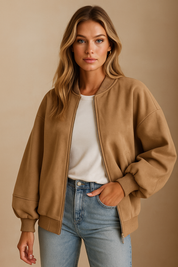 Dames Tijdloze Sportieve Oversized Bomber Jack met Rits | Boraisa