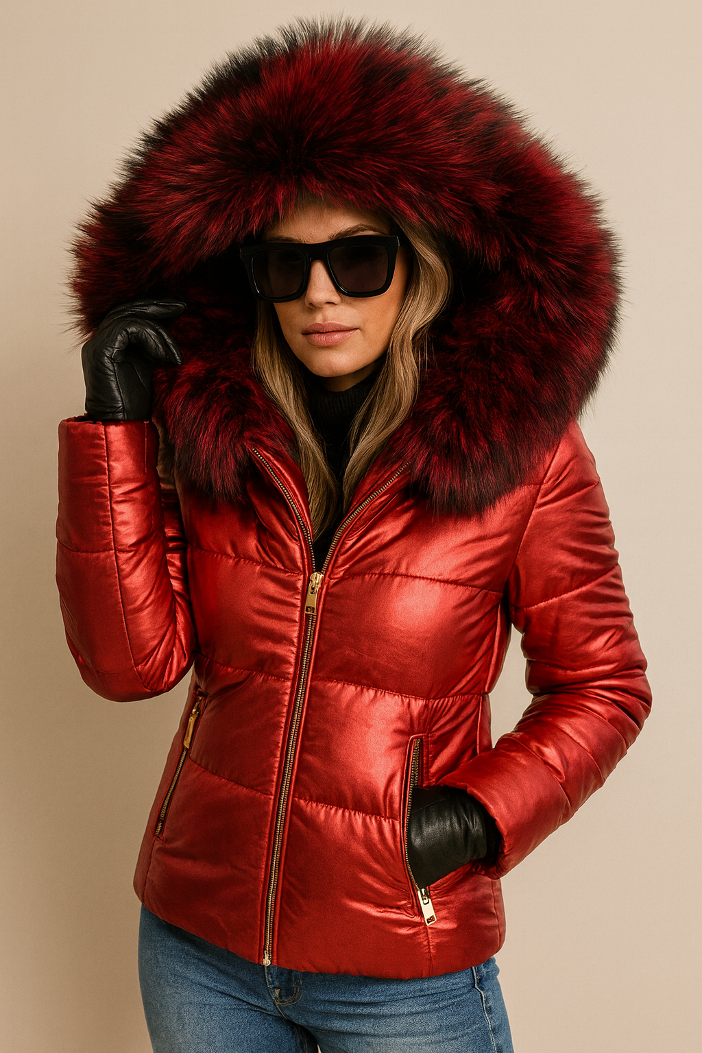 Dames Trendy Korte Gewatteerde Winter Jas met Luxe Bontkraag | Borneo