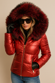 Dames Trendy Korte Gewatteerde Winter Jas met Luxe Bontkraag | Borneo