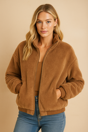 Dames Elegante Zachte Warme Trendy Teddy Bomber Jas | Bosida