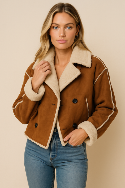 Dames Vintage Style Shearling Jas met Teddy Voering | Brenae