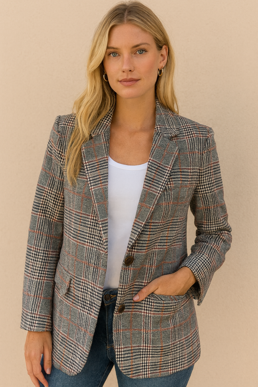 Dames Elegante Trendy Geruite Blazer | Briana