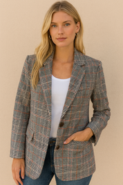 Dames Elegante Trendy Geruite Blazer | Briana