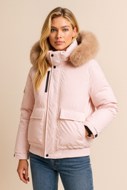 Dames Warme Trendy Winterjas met Imitatiebontkraag | Briella