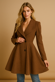 Dames Luxe Elegante Wollen-Look Jas met Getailleerde Pasvorm | Brinelle