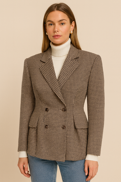 Dames Stijlvolle Geruite Blazer met Plooien | Briony