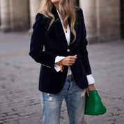 Dames Fluwelen Blazer met Knopen – Elegante Blazer Jas | Bathseba