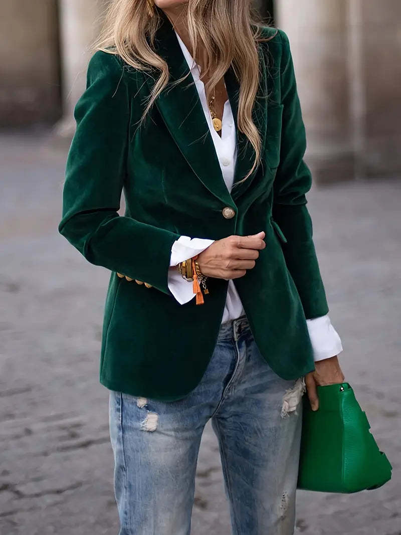 Dames Fluwelen Blazer met Knopen – Elegante Blazer Jas | Bathseba