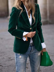 Dames Fluwelen Blazer met Knopen – Elegante Blazer Jas | Bathseba