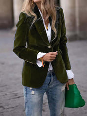 Dames Fluwelen Blazer met Knopen – Elegante Blazer Jas | Bathseba