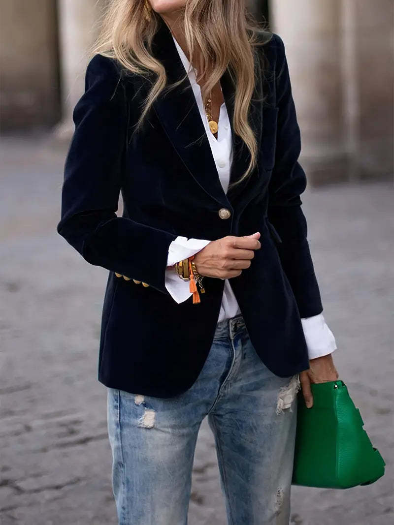 Dames Fluwelen Blazer met Knopen – Elegante Blazer Jas | Bathseba