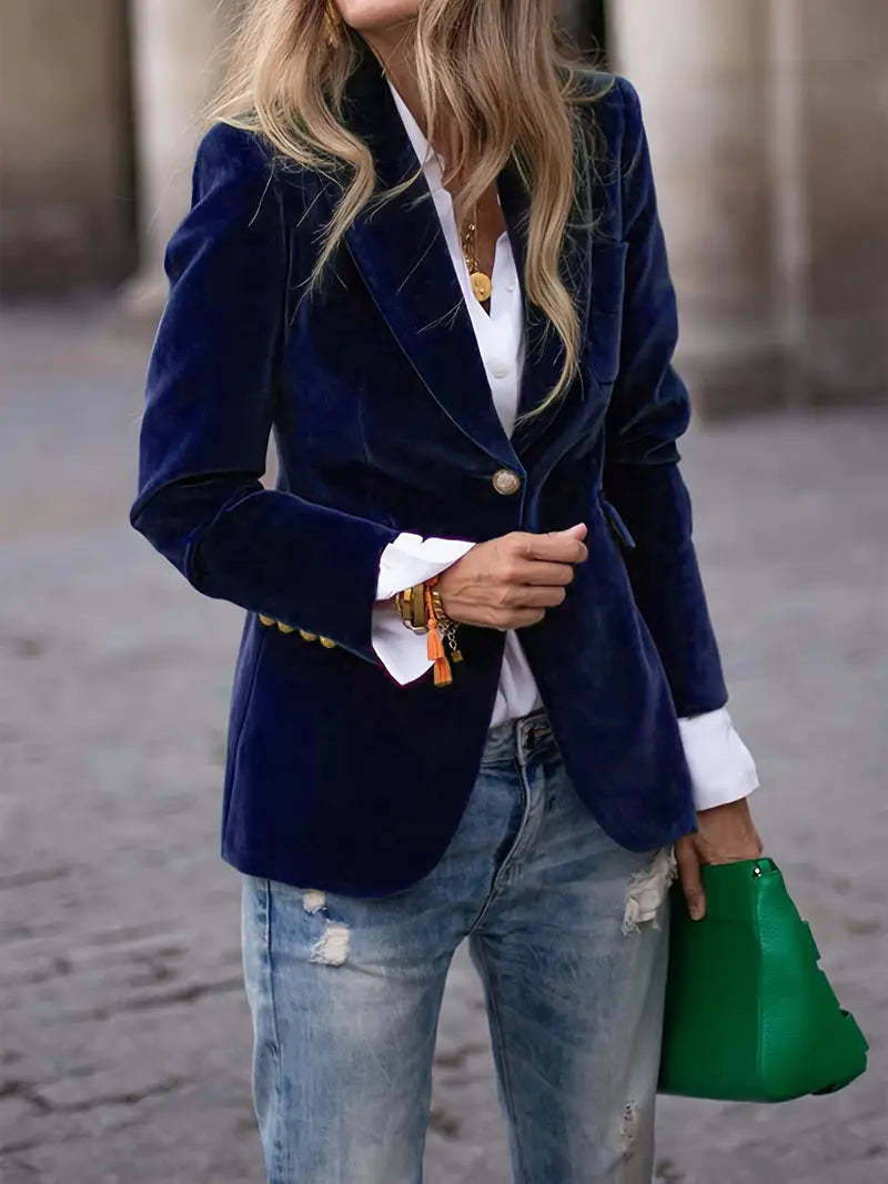 Dames Fluwelen Blazer met Knopen – Elegante Blazer Jas | Bathseba