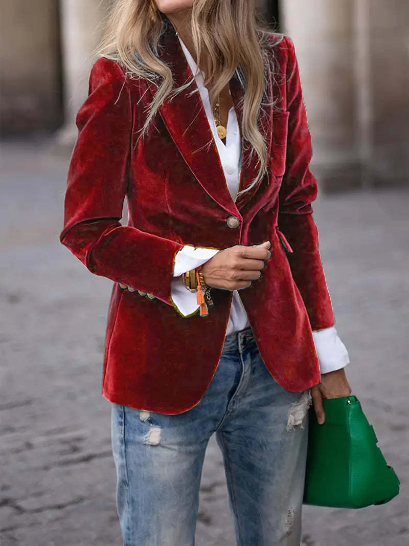 Dames Fluwelen Blazer met Knopen – Elegante Blazer Jas | Bathseba