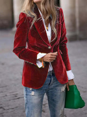 Dames Fluwelen Blazer met Knopen – Elegante Blazer Jas | Bathseba