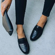 Dames Trendy Casual Suède Loafers met Krokodillenprint | Enavaro