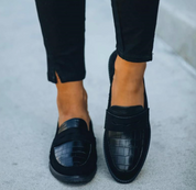 Dames Trendy Casual Suède Loafers met Krokodillenprint | Enavaro