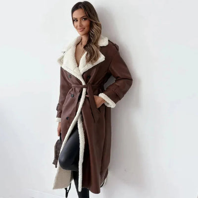 Dames Lange Comfortabele Lamicoat Jas | Berber